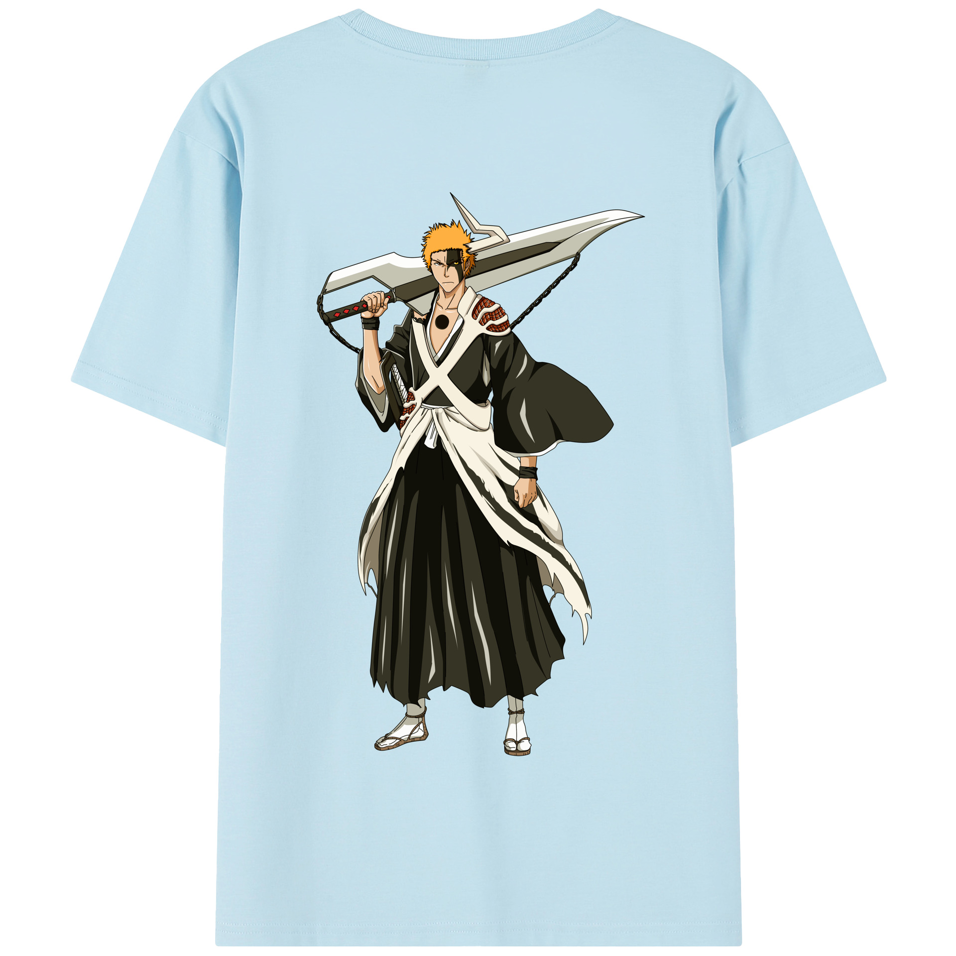 （画像用） ブリーチ 黒崎一護（くろさき いちご）BLEACH Kurosaki Ichigo 綿100％半袖Tシャツ（背面プリント）